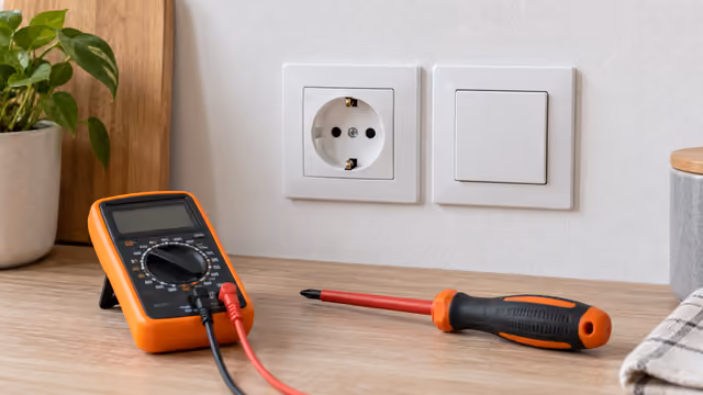 Enchufe, interruptor y herramientas de electricidad
